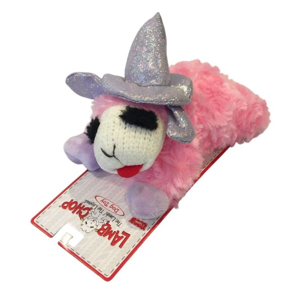 Lamb Chop Halloween Pink Silver Metallic Witch Hat 7" Dog Toy Squeak - Picture 1 of 5